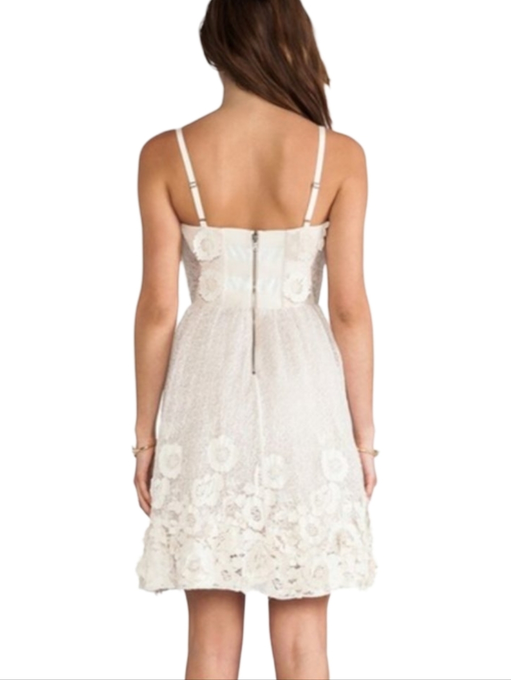 Alice + Olivia Devorah 3D Floral Appliqué Lace Mini Dress Size 6 - Picture 2 of 14